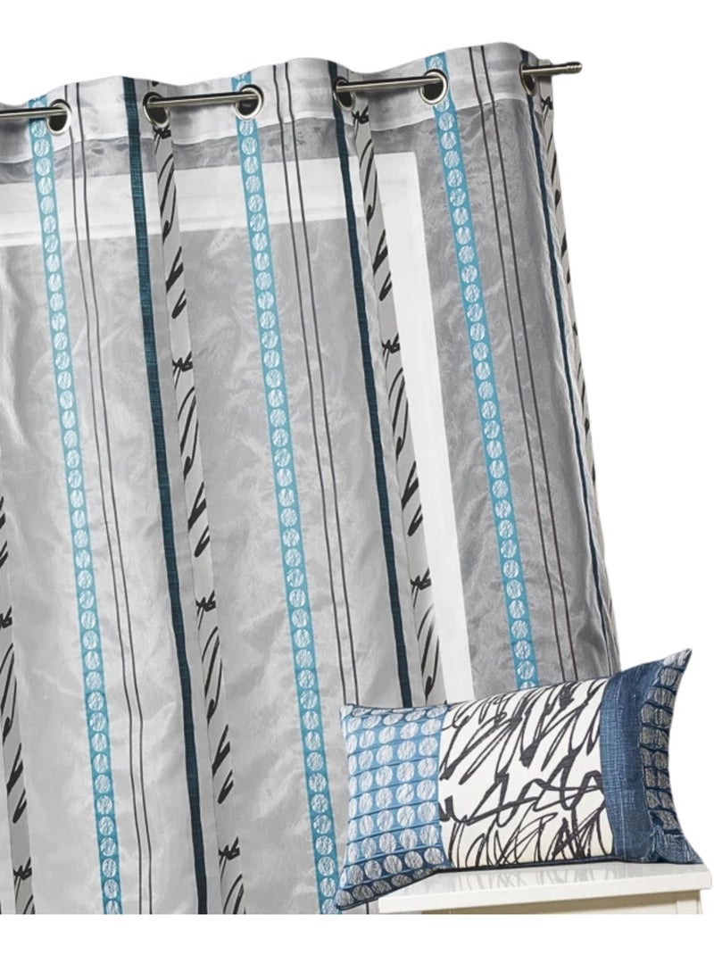 Voile de organza con finas rayas de cebra Azul petróleo - Kiabi