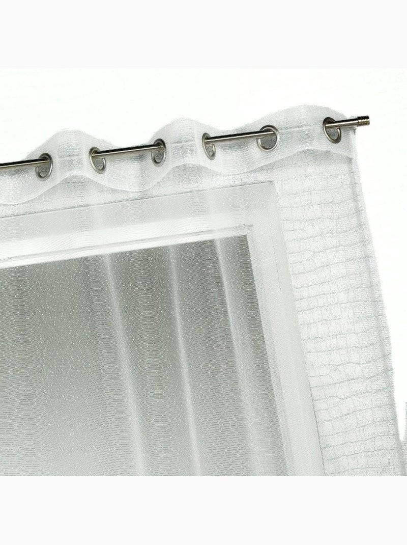 Voile de organza con finas rayas horizontales Marfil - Kiabi