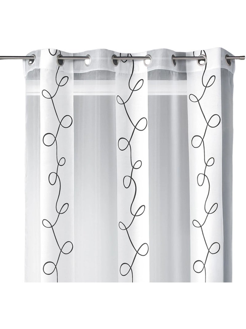 Voile de organza estampado de rayas e hilos Blanco - Kiabi