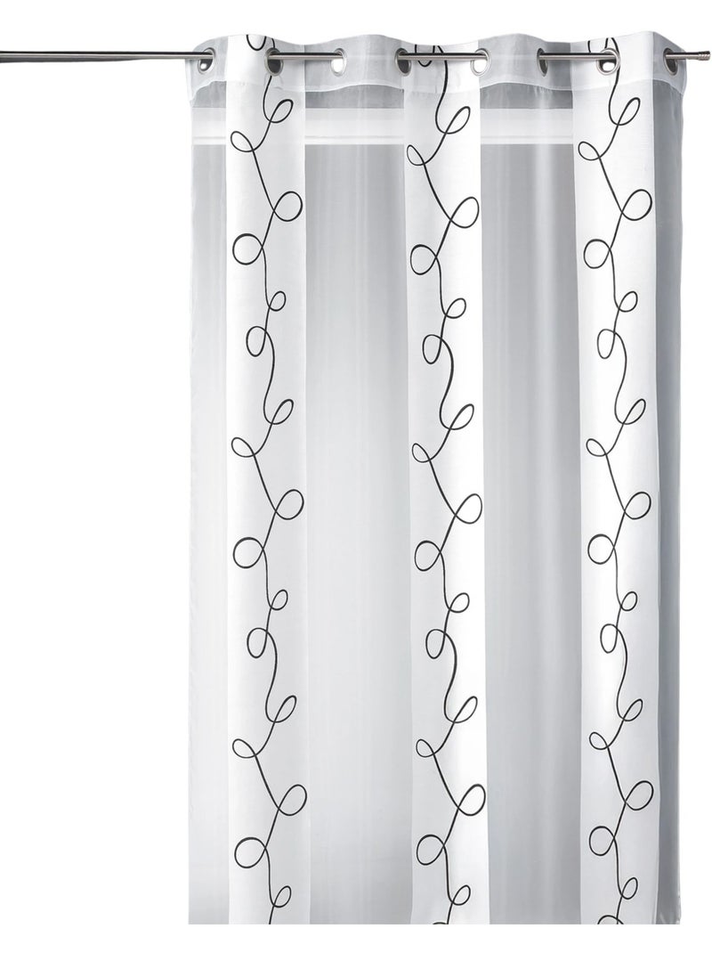 Voile de organza estampado de rayas e hilos Blanco - Kiabi