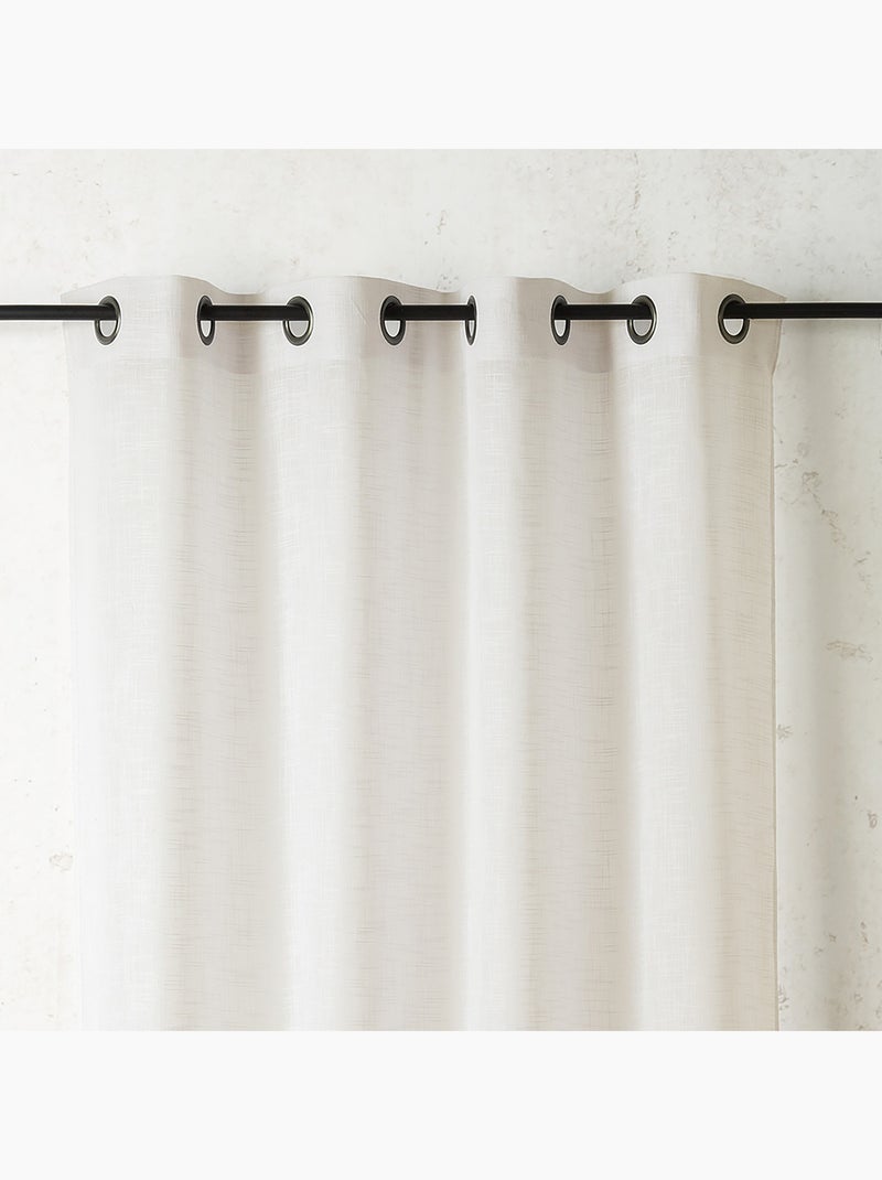 Voile de polilina en relieve flameado con ojales Marfil - Kiabi
