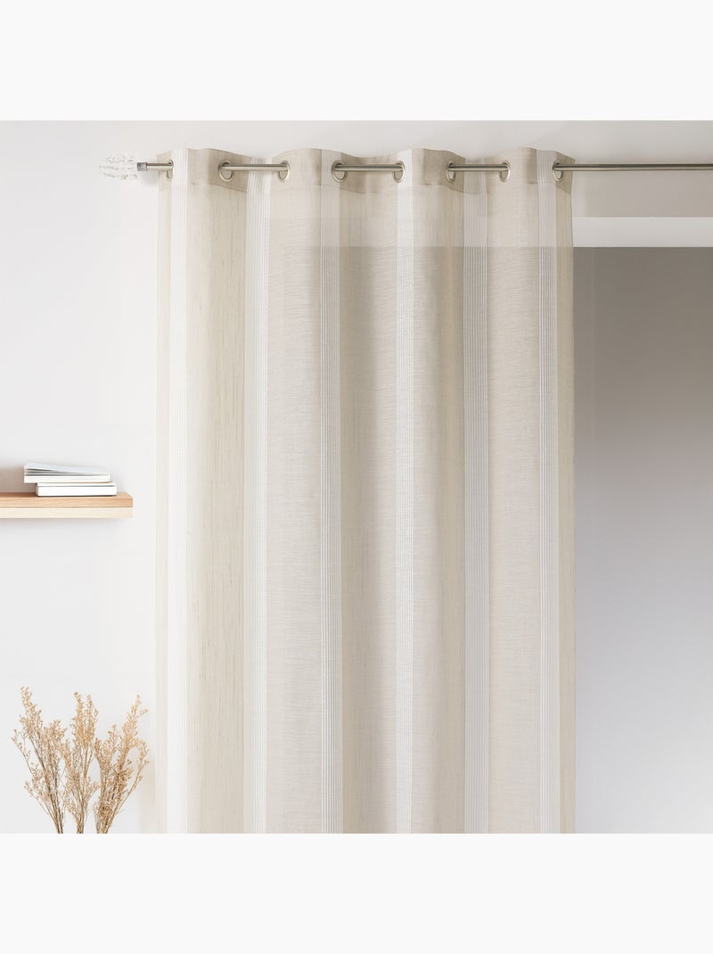Voile de rayas bordadas tono sobre tono Beige - Kiabi