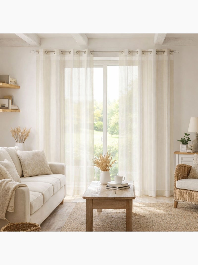 Voile de rayas bordadas tono sobre tono Beige - Kiabi