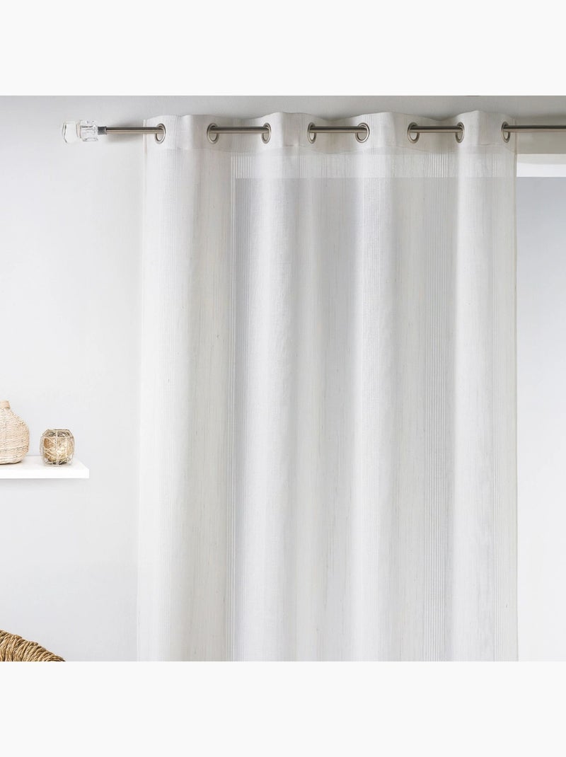 Voile de rayas bordadas tono sobre tono Marfil - Kiabi