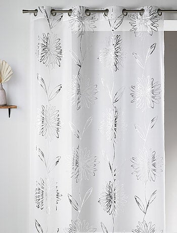 Voile etamine claro con estampado metálico "Flower