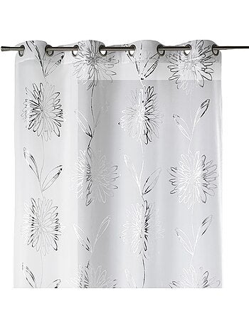 Voile etamine claro con estampado metálico "Flower
