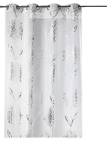Voile etamine claro con estampado metálico "Flower
