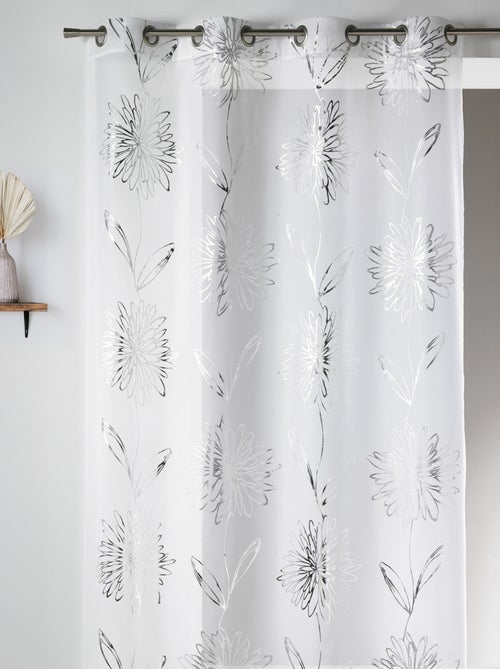 Voile etamine claro con estampado metálico "Flower - Kiabi