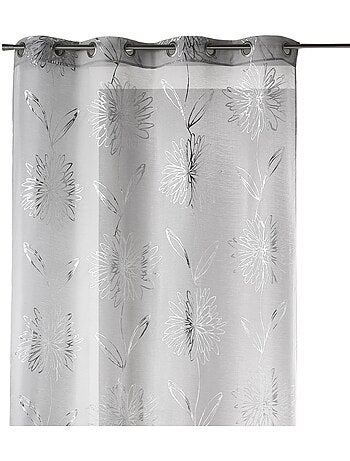 Voile etamine claro con estampado metálico "Flower