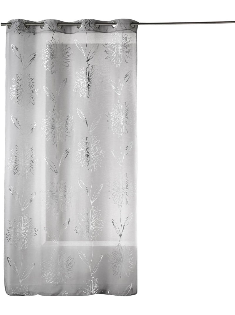 Voile etamine claro con estampado metálico "Flower Gris claro - Kiabi