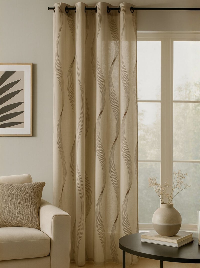 Voile metálico de rayas onduladas Beige - Kiabi