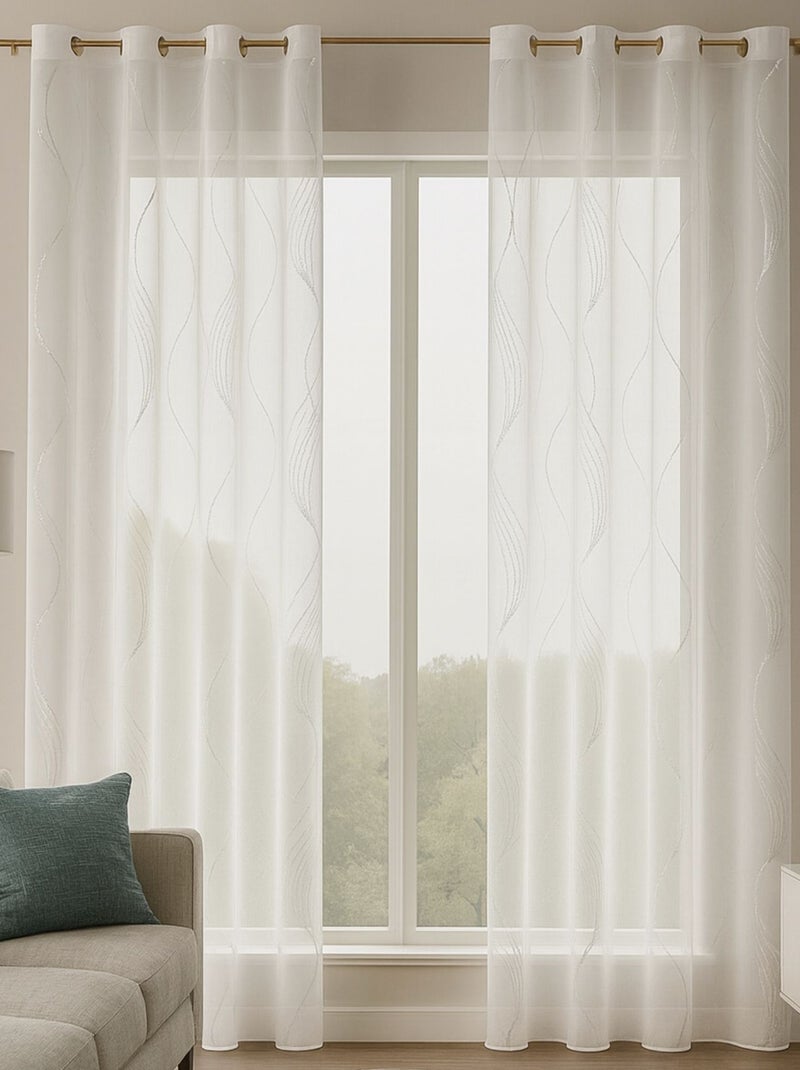 Voile metálico de rayas onduladas Blanco - Kiabi