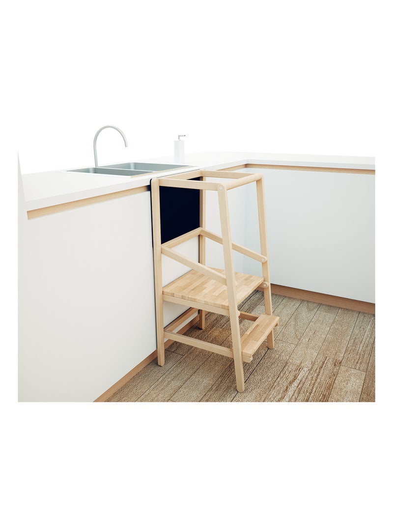 WEBABY - ALTO 2 Torre de observación/aprendizaje de madera con pizarra Beige - Kiabi
