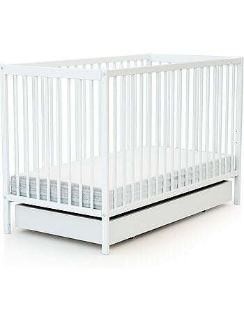 Webaby - cajón para cuna bebe 60 x 120 cm rolo madera - blanco - 114,50 x 57 x 14 cm
