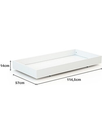 Webaby - cajón para cuna bebe 60 x 120 cm rolo madera - blanco - 114,50 x 57 x 14 cm