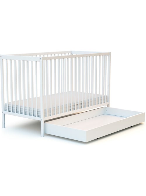Webaby - cajón para cuna bebe 60 x 120 cm rolo madera - blanco - 114,50 x 57 x 14 cm - Kiabi