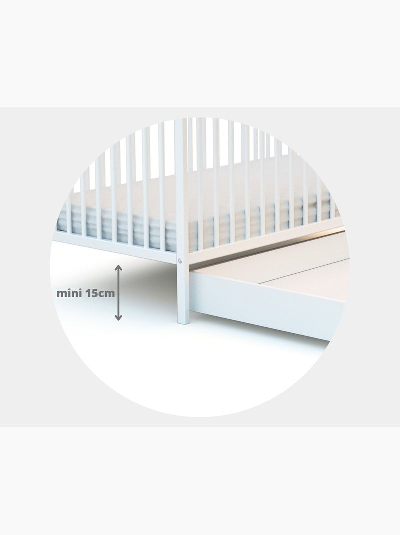 Webaby - cajón para cuna bebe 60 x 120 cm rolo madera - blanco - 114,50 x 57 x 14 cm Blanco - Kiabi
