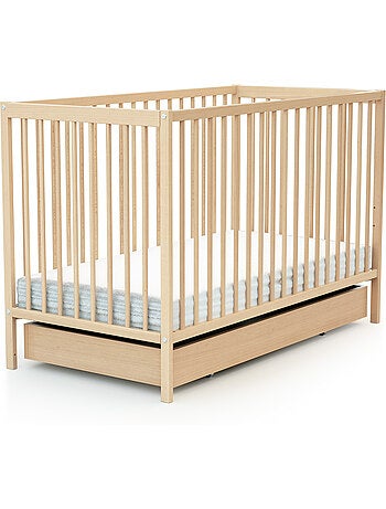 WEBABY - Cajón para cuna bebé 60 x 120 cm ROLO madera - Haya Barnizada - 114,50 x 57 x 14 cm