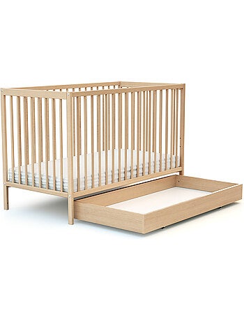 WEBABY - Cajón para cuna bebé 60 x 120 cm ROLO madera - Haya Barnizada - 114,50 x 57 x 14 cm