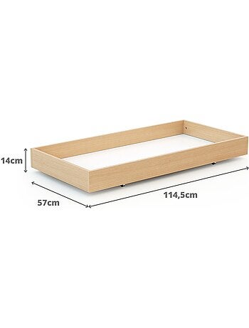 WEBABY - Cajón para cuna bebé 60 x 120 cm ROLO madera - Haya Barnizada - 114,50 x 57 x 14 cm