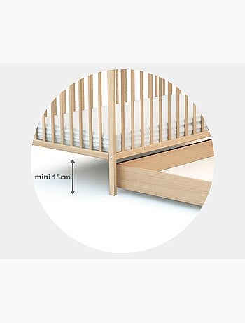 WEBABY - Cajón para cuna bebé 60 x 120 cm ROLO madera - Haya Barnizada - 114,50 x 57 x 14 cm