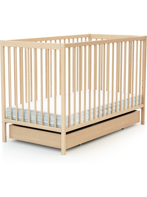 Webaby - cajón para cuna bebé 60 x 120 cm rolo madera - haya barnizada - 114,50 x 57 x 14 cm - Kiabi Webaby - cajón para cuna bebé 60 x 120 cm rolo madera - haya barnizada - 114,50 x 57 x 14 cm - Kiabi