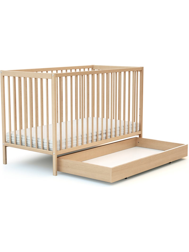 WEBABY - Cajón para cuna bebé 60 x 120 cm ROLO madera - Haya Barnizada - 114,50 x 57 x 14 cm Beige claro - Kiabi