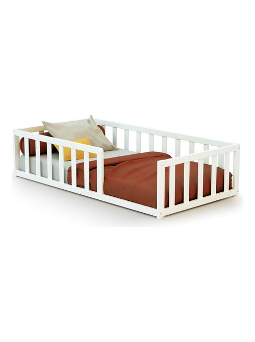 Webaby - cama infantil en el suelo madera - blanco - 70 x 140 - 144 x 75 x 35 cm - Kiabi Webaby - cama infantil en el suelo madera - blanco - 70 x 140 - 144 x 75 x 35 cm - Kiabi