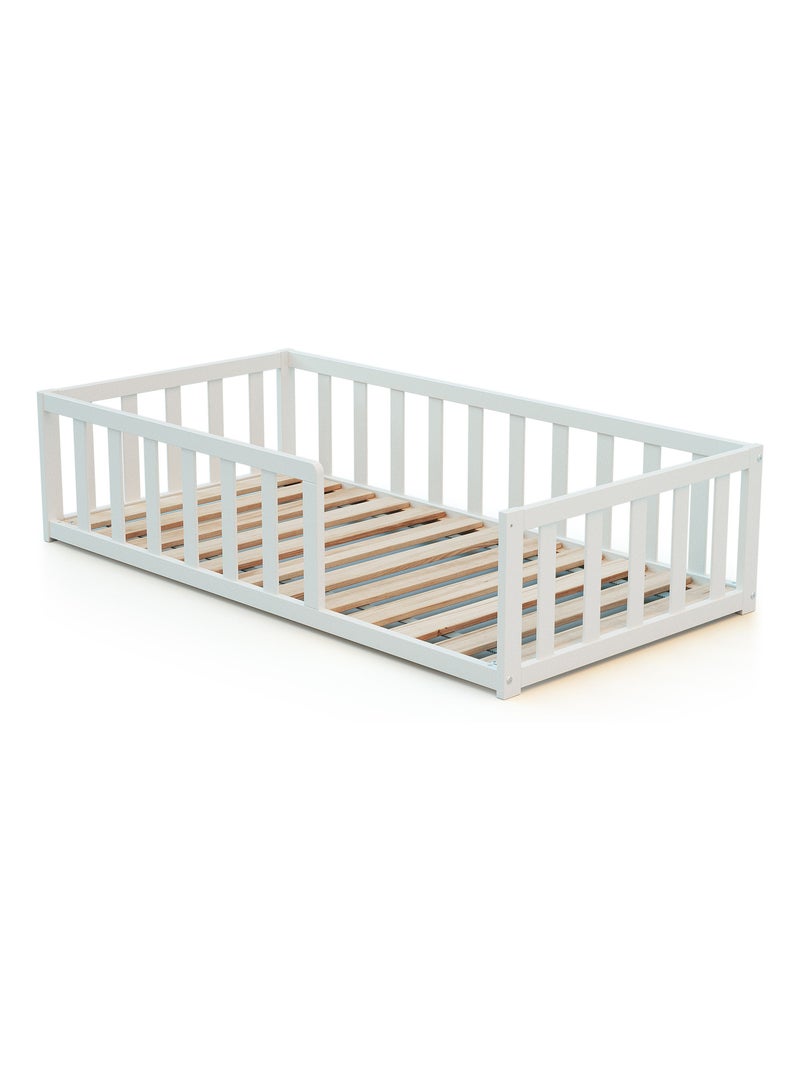 Webaby - cama infantil en el suelo madera - blanco - 70 x 140 - 144 x 75 x 35 cm Blanco - Kiabi