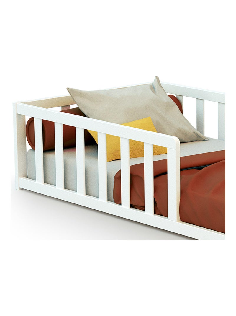 Webaby - cama infantil en el suelo madera - blanco - 70 x 140 - 144 x 75 x 35 cm Blanco - Kiabi