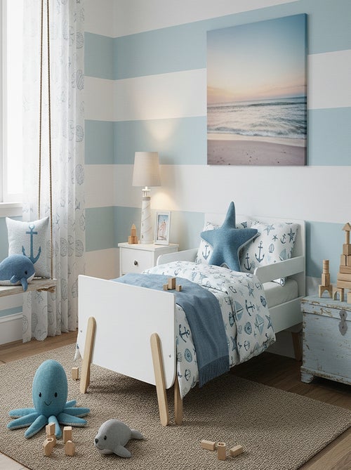 WEBABY - Cama infantil extensible de madera 80x140-165-190 PIRATE - Blanco - Kiabi