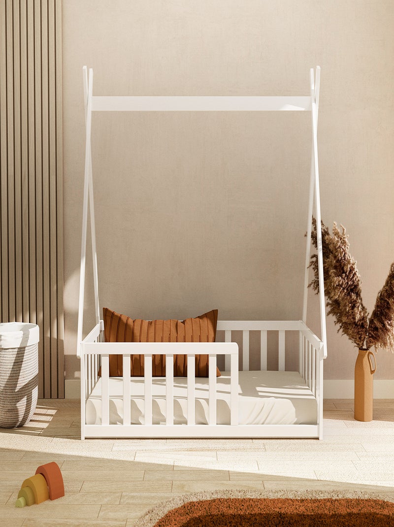 Webaby - cama tipi infantil en el suelo madera - blanco - 70 x 140 - 149 x 77 x 136 cm Blanco - Kiabi