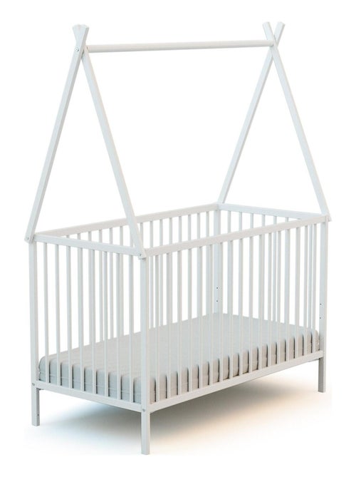 WEBABY - Cama tipi infantil madera ONE - Blanco - 60 x 120 - 129 x 65,6 x 167,2 cm - Kiabi