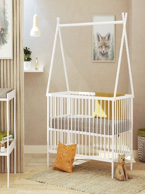 WEBABY - Cama tipi infantil madera ONE - Blanco - 60 x 120 - 129 x 65,6 x 167,2 cm - Kiabi