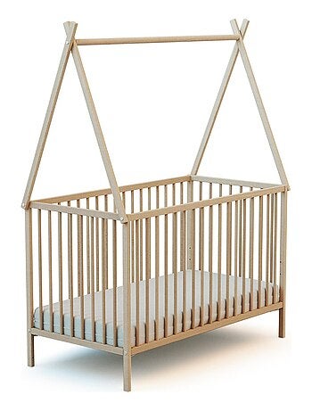 WEBABY - Cama tipi infantil madera ONE - Haya Cruda - 60 x 120 - 129 x 65,6 x 167,2 cm