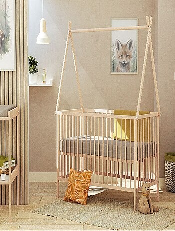 WEBABY - Cama tipi infantil madera ONE - Haya Cruda - 60 x 120 - 129 x 65,6 x 167,2 cm