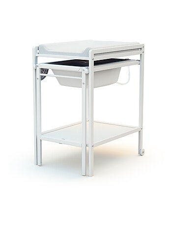 WEBABY - Cambiador bebé con bañera LILO madera - Blanco - 147,5 x 58 x 94 cm