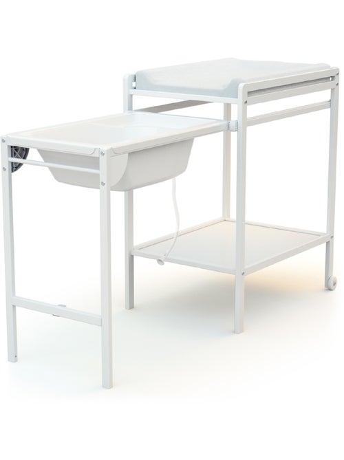 Webaby - cambiador bebé con bañera lilo madera - blanco - 147,5 x 58 x 94 cm - Kiabi