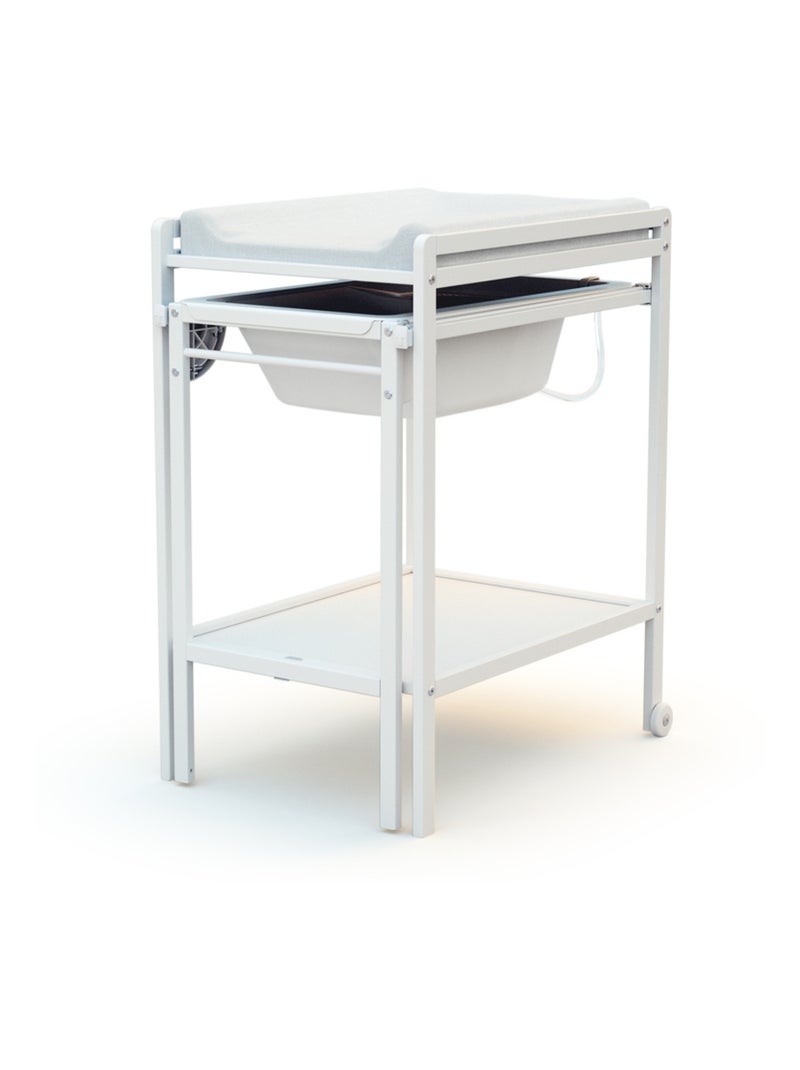 WEBABY - Cambiador bebé con bañera LILO madera - Blanco - 147,5 x 58 x 94 cm Blanco - Kiabi