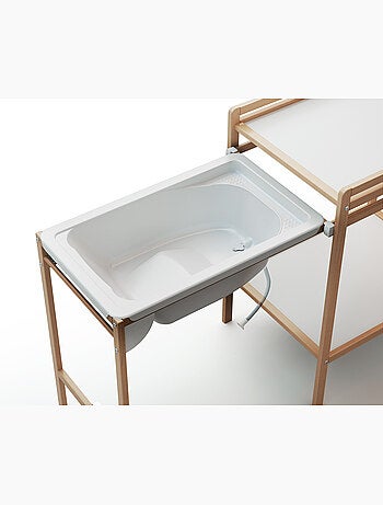WEBABY - Cambiador bebé con bañera LILO madera - Haya Barnizada - 147,5 x 58 x 94 cm