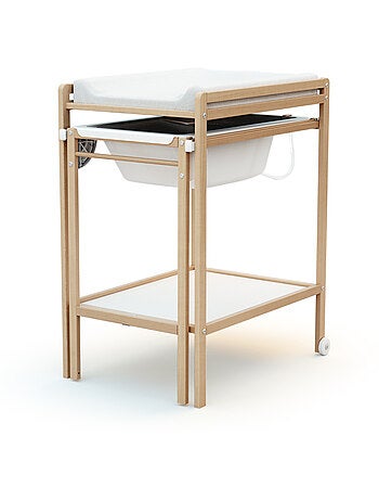 WEBABY - Cambiador bebé con bañera LILO madera - Haya Barnizada - 147,5 x 58 x 94 cm