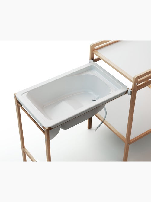 WEBABY - Cambiador bebé con bañera LILO madera - Haya Barnizada - 147,5 x 58 x 94 cm - Kiabi