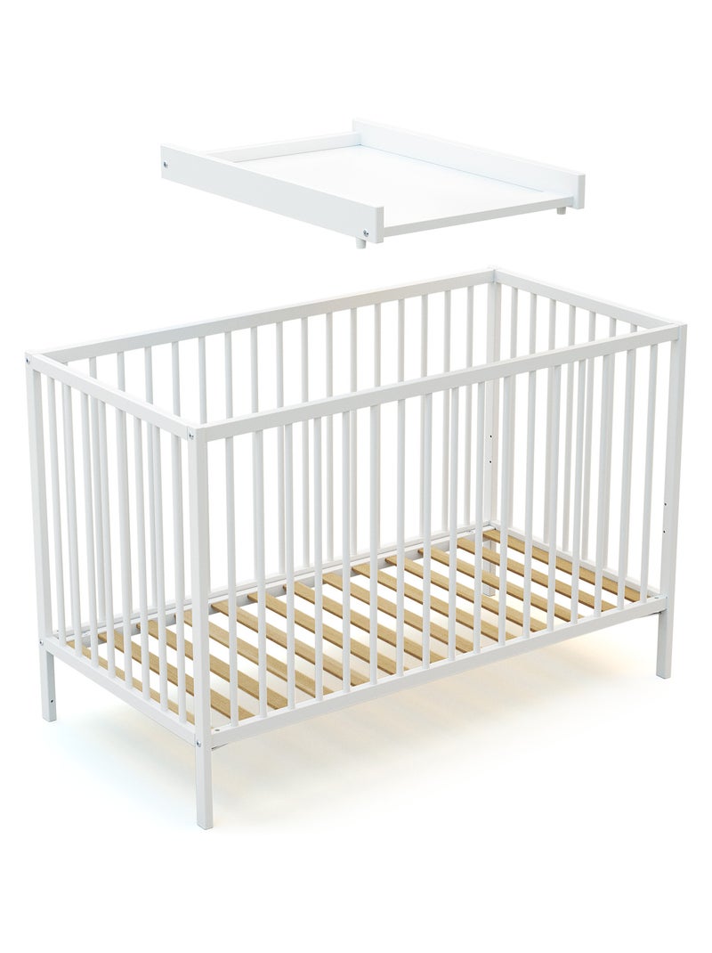 WEBABY - Cambiador bebe madera para cuna MONA 60 x 120 - Blanco - 75 x 51,5 x 7 cm Blanco - Kiabi