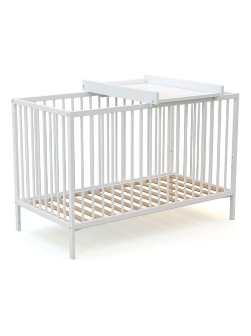 WEBABY - Cambiador bebe madera para cuna MONA 60 x 120 - Blanco - 75 x 51,5 x 7 cm - Kiabi