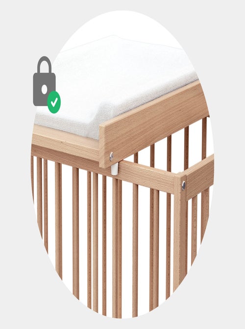 WEBABY - Cambiador bebe madera para cuna MONA 60 x 120 - Haya Bernizada - 75 x 51,5 x 7 cm - Kiabi