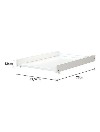 WEBABY - Cambiador bebe madera para cuna MONA 60 x 120 - Blanco - 75 x 51,5 x 7 cm