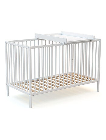 WEBABY - Cambiador bebe madera para cuna MONA 60 x 120 - Blanco - 75 x 51,5 x 7 cm