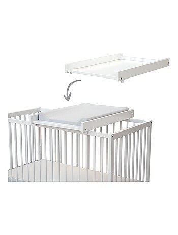 WEBABY - Cambiador con colchón para cuna bebé MONA madera - Haya Barnizada - 75 x 51,50 x 7 cm