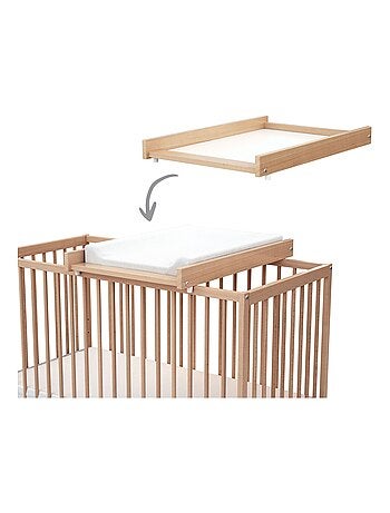 WEBABY - Cambiador con colchón para cuna bebé MONA madera - Haya Barnizada - 75 x 51,50 x 7 cm