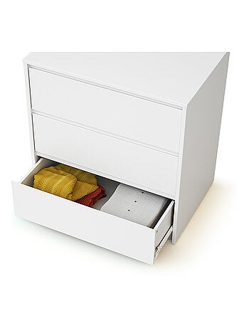 WEBABY - Cómoda bebé 3 cajones UNO madera - Blanco - 71 x 48 x 75,5 cm